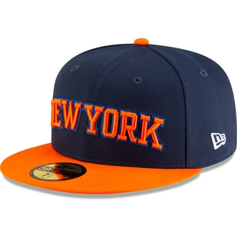 Casquette plate bleue marine et orange ajustée 59FIFTY Statement New York Knicks NBA New Era