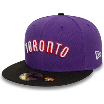 Casquette plate violette et noire ajustée 59FIFTY Classic Toronto Raptors NBA New Era