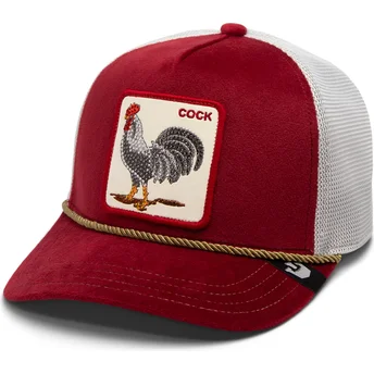 Casquette trucker rouge et blanche coq Cock Garnet...