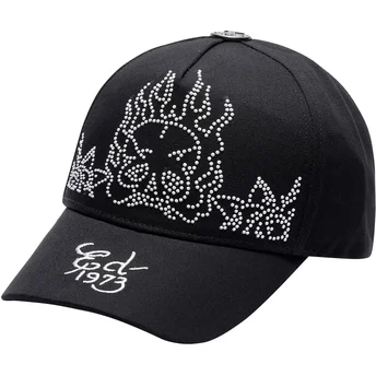 Casquette courbée noire ajustable Flaming Skull Ed Hardy