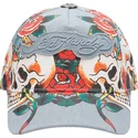 casquette-courbee-bleue-ajustable-skull-rose-denim-ed-hardy