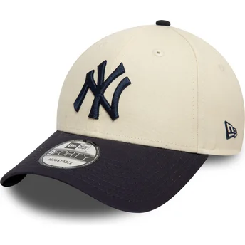 Casquette courbée beige et bleue marine ajustable 9FORTY Colour Block New York Yankees MLB New Era