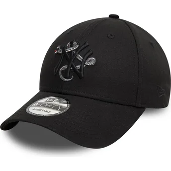 Casquette courbée noire ajustable avec logo noir 9FORTY Icon New York Yankees MLB Snake New Era