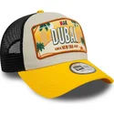 casquette-trucker-beige-et-jaune-9forty-a-frame-license-plate-dubai-villes-et-plages-new-era