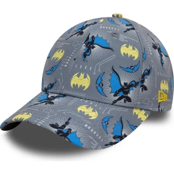 Casquette courbée grise pour enfant 9FORTY All Over Print Batman DC Comics New Era