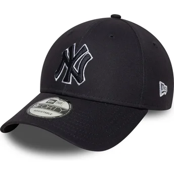 Casquette courbée bleue marine ajustable avec logo bleu marine 9FORTY Outline New York Yankees MLB New Era