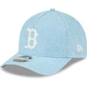 casquette-courbee-bleue-claire-snapback-9forty-m-crown-a-frame-cotton-weave-boston-red-sox-mlb-new-era