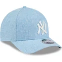 casquette-courbee-bleue-claire-snapback-9forty-m-crown-a-frame-cotton-weave-new-york-yankees-mlb-new-era