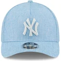 casquette-courbee-bleue-claire-snapback-9forty-m-crown-a-frame-cotton-weave-new-york-yankees-mlb-new-era