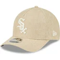 casquette-courbee-beige-snapback-9forty-m-crown-a-frame-cotton-weave-chicago-white-sox-mlb-new-era