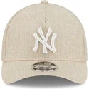 casquette-courbee-beige-snapback-9forty-m-crown-a-frame-cotton-weave-new-york-yankees-mlb-new-era