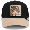 casquette-trucker-noire-et-beige-guepard-warrior-the-suede-cheetah-global-core-micro-suede-the-farm-goorin-bros