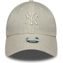 casquette-courbee-beige-ajustable-pour-femme-9forty-woven-new-york-yankees-mlb-new-era