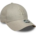 casquette-courbee-beige-ajustable-pour-femme-9forty-woven-new-york-yankees-mlb-new-era