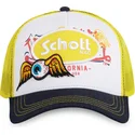 casquette-trucker-blanche-jaune-et-noire-patch-von-dutch-x-schott-nyc