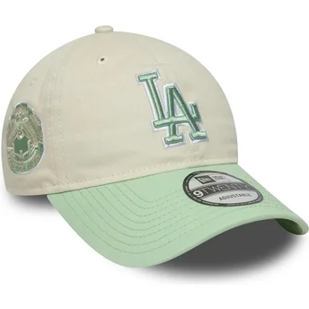 Casquette courbée beige et verte ajustable pour femme 9TWENTY World Series Cooperstown Los Angeles Dodgers MLB New Era