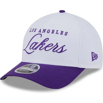 Casquette courbée blanche et violette snapback 9FORTY M-Crown Draft 2025 Los Angeles Lakers NBA New Era