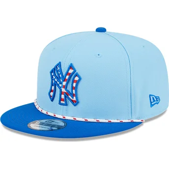 Casquette plate bleue snapback 9FIFTY 4th July New York Yankees MLB New Era