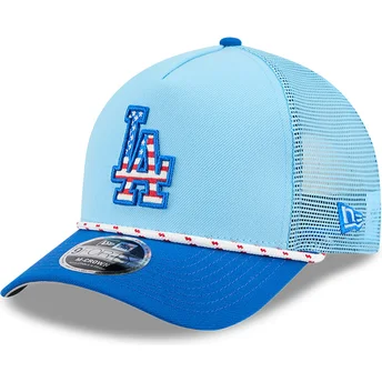 Casquette trucker bleue 9FORTY M-Crown A Frame 4th July Los Angeles Dodgers MLB New Era