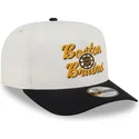casquette-courbee-beige-et-noire-snapback-9fifty-a-frame-chainstitch-boston-bruins-nhl-new-era