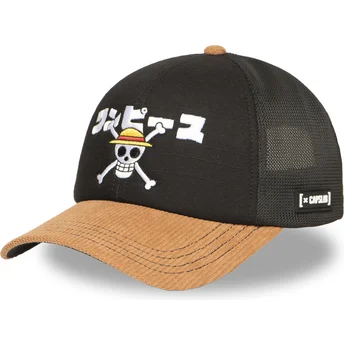 Casquette trucker noire et marron Straw Hat Pirates OP6 ONE One Piece Capslab