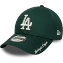 casquette-courbee-verte-ajustable-9forty-visor-script-los-angeles-dodgers-mlb-new-era