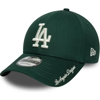 Casquette courbée verte ajustable 9FORTY Visor Script Los Angeles Dodgers MLB New Era