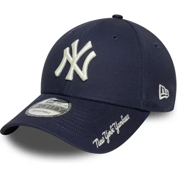 Casquette courbée bleue marine ajustable 9FORTY Visor Script New York Yankees MLB New Era