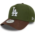 casquette-courbee-verte-et-marron-snapback-9forty-e-frame-suede-visor-los-angeles-dodgers-mlb-new-era
