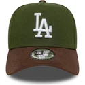 casquette-courbee-verte-et-marron-snapback-9forty-e-frame-suede-visor-los-angeles-dodgers-mlb-new-era