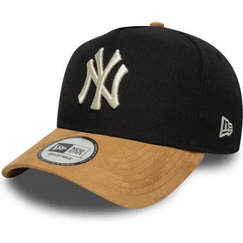 Casquette courbée noire et marron snapback 9FORTY E Frame Suede Visor New York Yankees MLB New Era