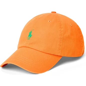 Casquette courbée orange ajustable avec logo vert Cotton Chino Classic Sport Polo Ralph Lauren