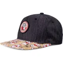 casquette-plate-noire-et-multicolore-snapback-pour-enfant-lucky-cat-linen-rev-djinns