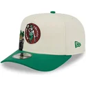 casquette-courbee-beige-et-verte-snapback-9fifty-a-frame-precurved-hardwood-classics-boston-celtics-nba-new-era