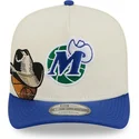 casquette-courbee-beige-et-bleue-snapback-9fifty-a-frame-precurved-hardwood-classics-dallas-mavericks-nba-new-era