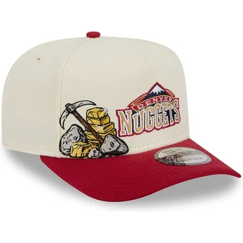 Casquette courbée beige et rouge snapback 9FIFTY A Frame Precurved Hardwood Classics Denver Nuggets NBA New Era