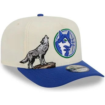 Casquette courbée beige et bleue snapback 9FIFTY A Frame Precurved Hardwood Classics Minnesota Timberwolves NBA New Era