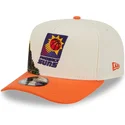 casquette-courbee-beige-et-orange-snapback-9fifty-a-frame-precurved-hardwood-classics-phoenix-suns-nba-new-era
