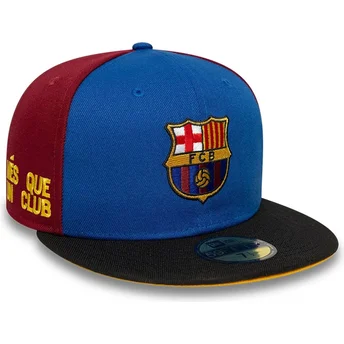 Casquette plate bleue et rouge ajustée FC Barcelona LALIGA 59FIFTY Mes Que Un Club New Era
