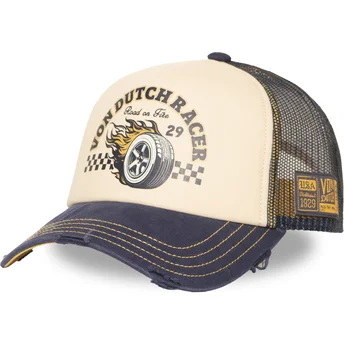 Casquette trucker beige et bleue marine CREW32 Von Dutch