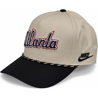 Casquette courbée beige et noire snapback Rise Structured Atlanta Braves MLB Nike