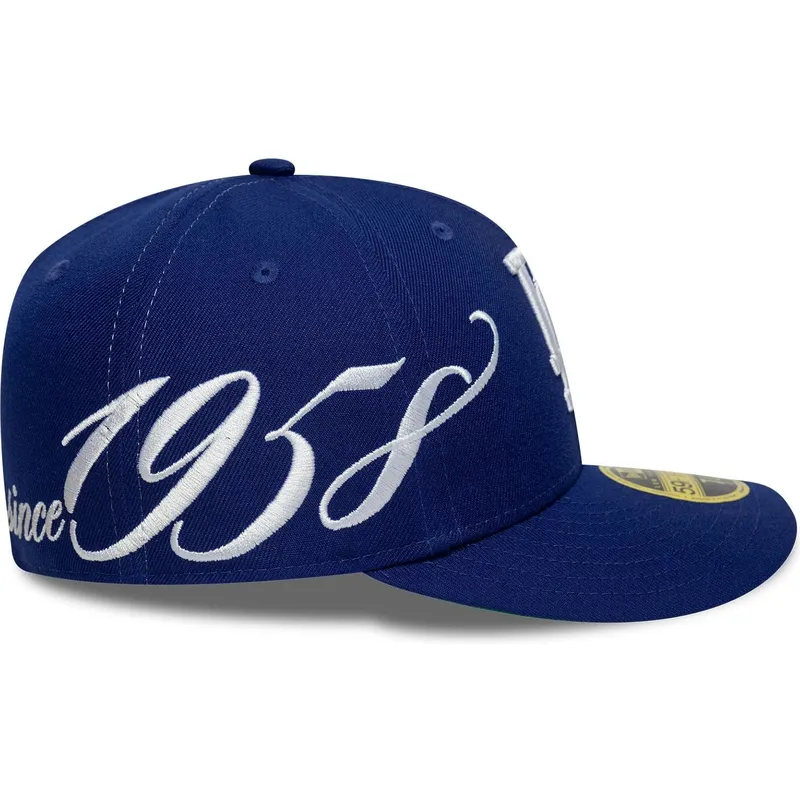 casquette-courbee-bleue-ajustee-59fifty-low-profile-precurved-est-script-los-angeles-dodgers-mlb-new-era