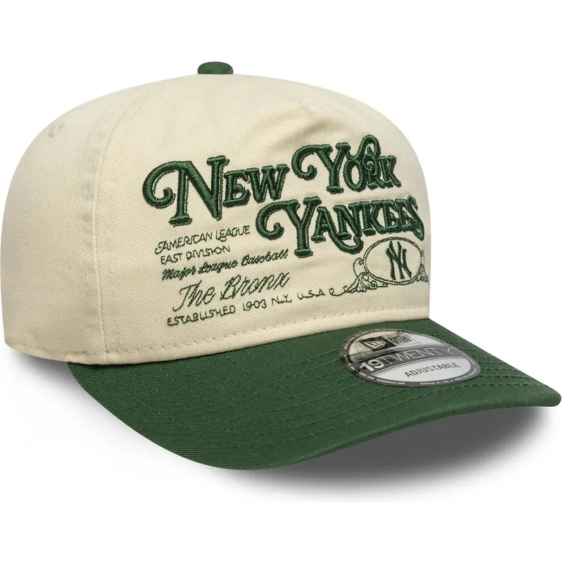 casquette-courbee-beige-et-verte-ajustable-19twenty-washed-graphic-new-york-yankees-mlb-new-era