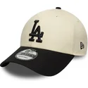 casquette-courbee-beige-et-noire-ajustable-9forty-colour-block-los-angeles-dodgers-mlb-new-era