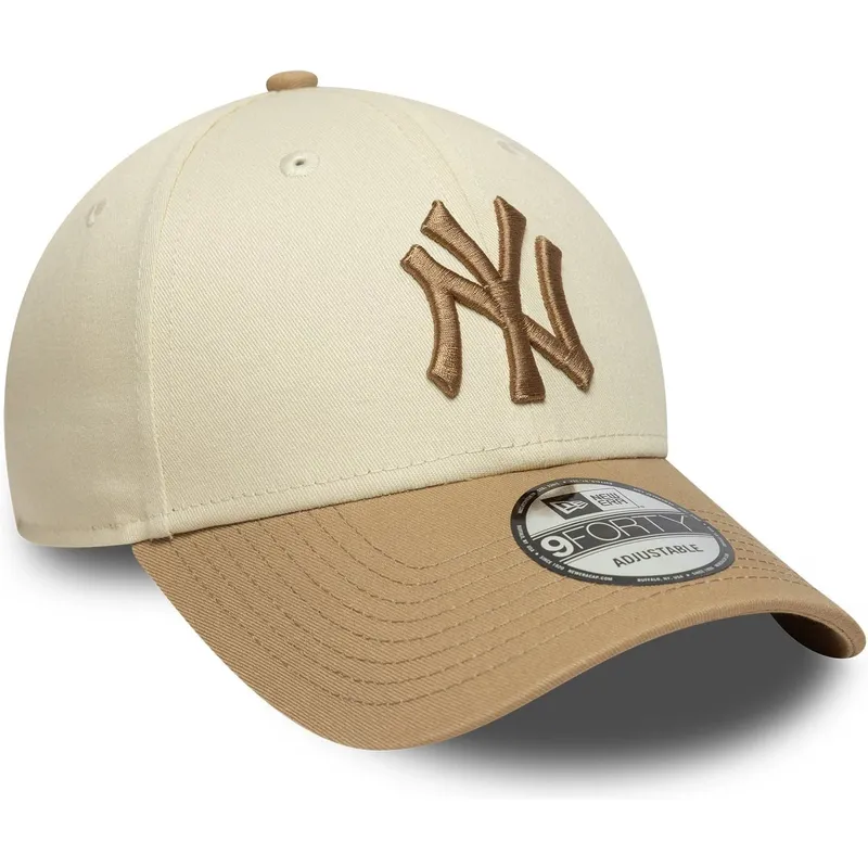 casquette-courbee-beige-et-marron-ajustable-avec-logo-marron-9forty-colour-block-new-york-yankees-mlb-new-era