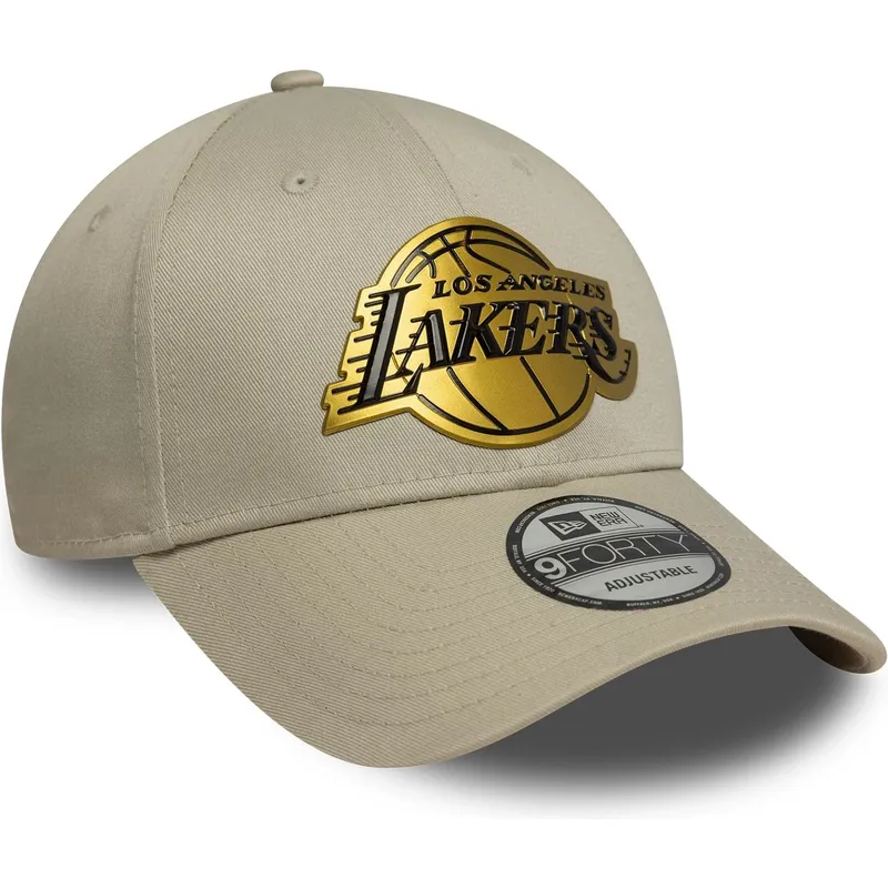 casquette-courbee-beige-snapback-9forty-metallic-los-angeles-lakers-nba-new-era