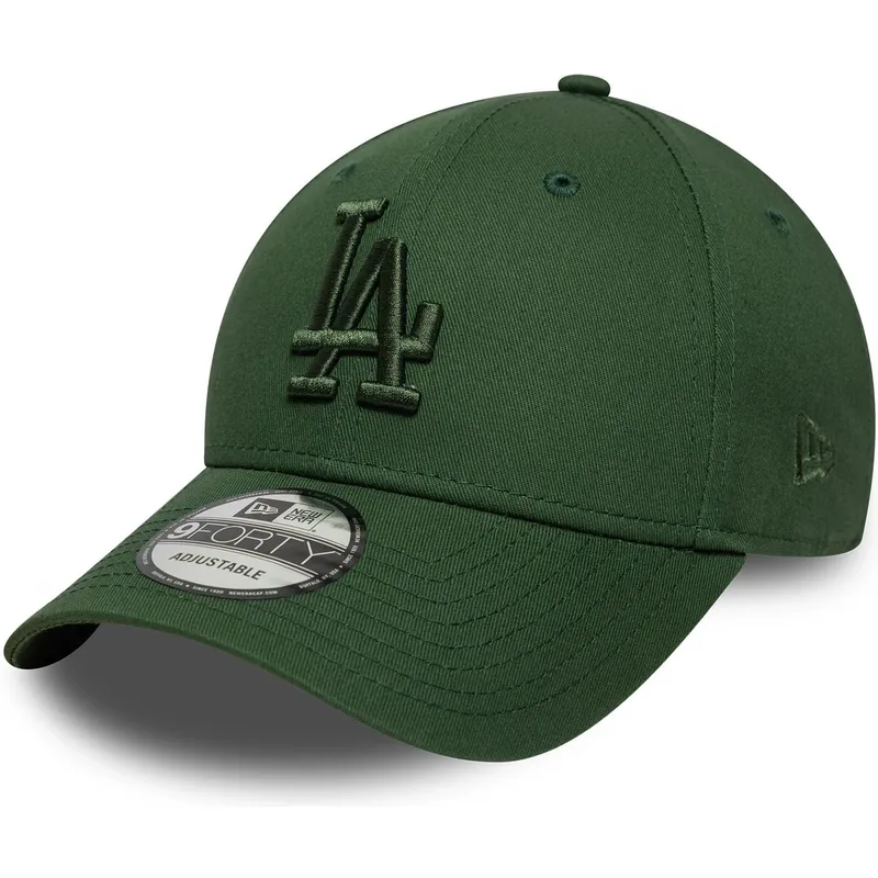 casquette-courbee-verte-ajustable-avec-logo-vert-9forty-league-essential-los-angeles-dodgers-mlb-new-era