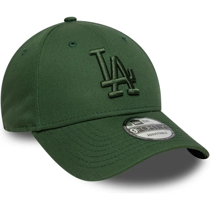 casquette-courbee-verte-ajustable-avec-logo-vert-9forty-league-essential-los-angeles-dodgers-mlb-new-era
