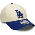 casquette-courbee-beige-et-bleue-snapback-9forty-m-crown-los-angeles-dodgers-mlb-new-era