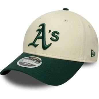 Casquette courbée beige et verte snapback 9FORTY M-Crown Oakland Athletics MLB New Era
